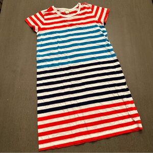 CREWCUTS Girls Striped Colorblock Cotton T-shirt Dress Size Large 10 - 11
